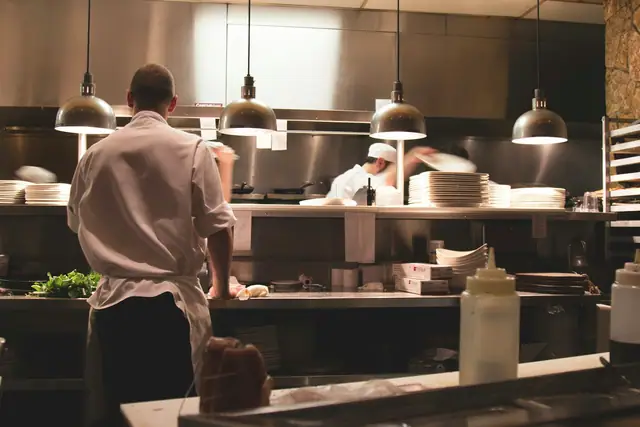 Our kitchen team at work behind the pass